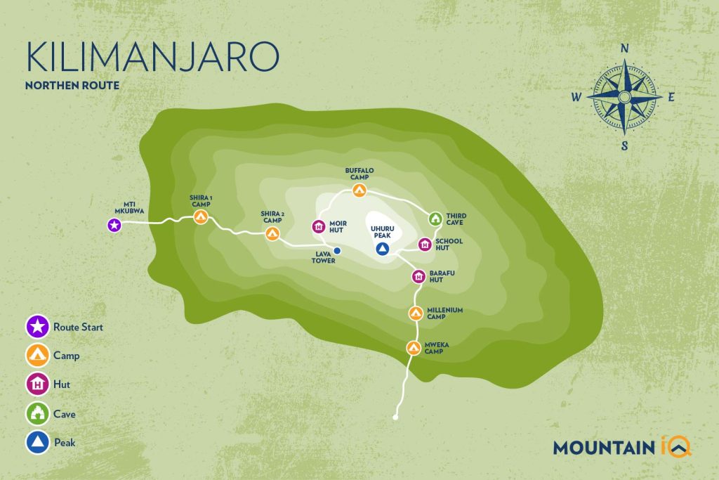 MIQ_Kilimanjaro Routes map_Northern route