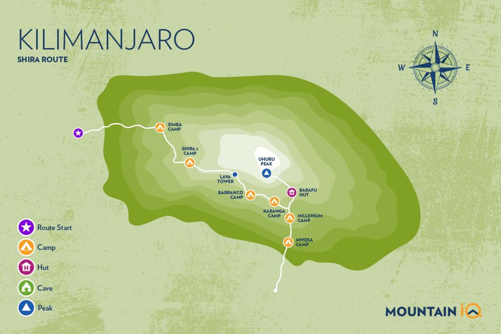 MIQ_Kilimanjaro Routes map_Shira route