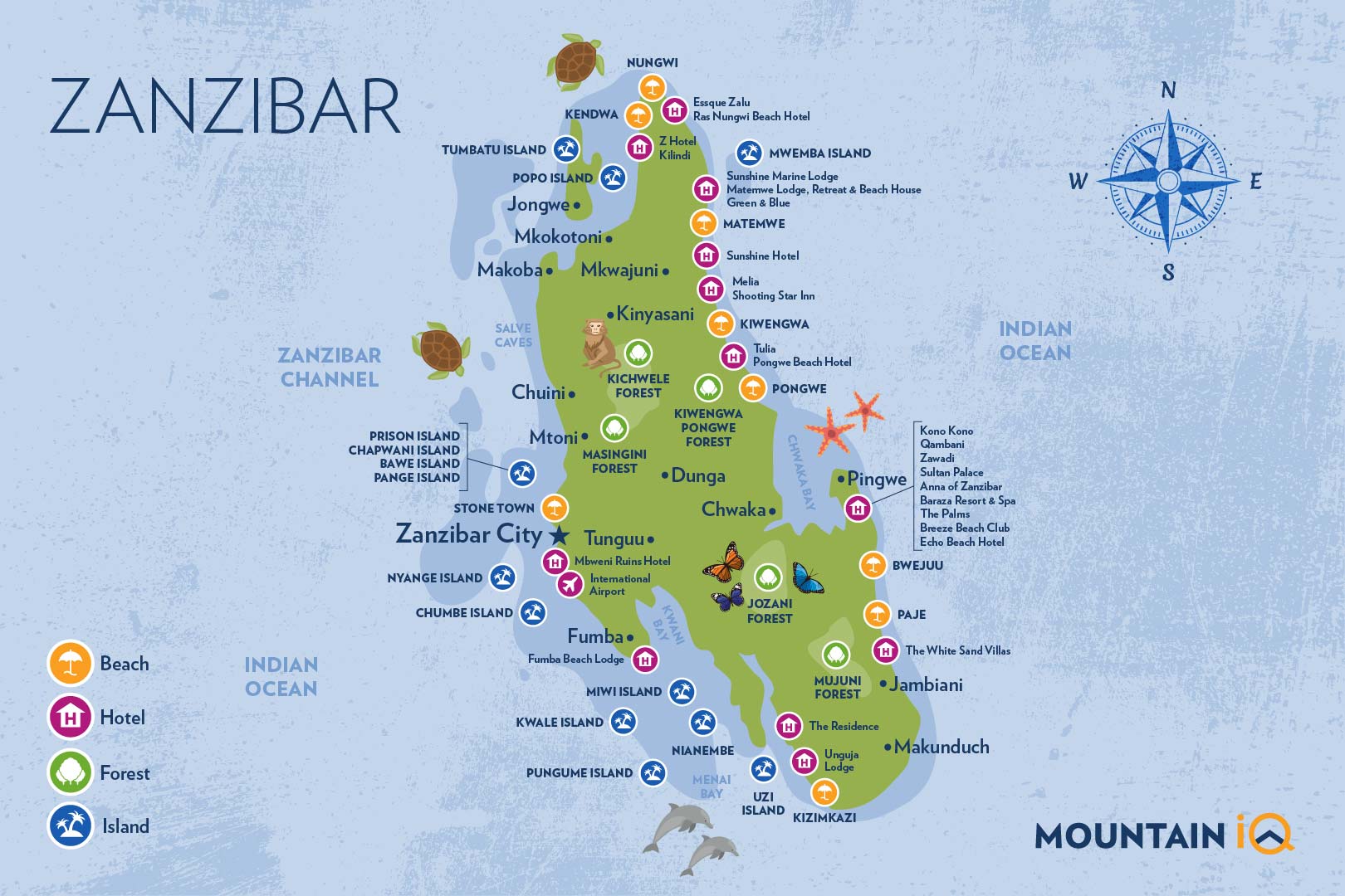 zanzibar tourist map