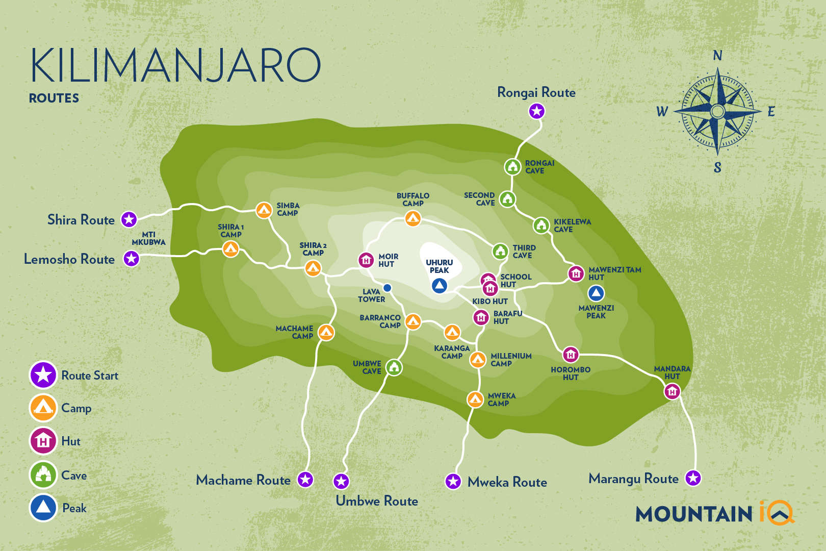 mt kilimanjaro map